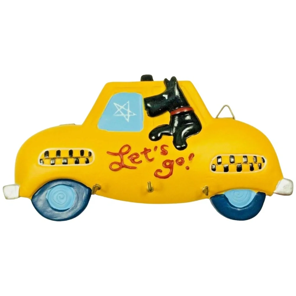 Yellow Taxi Cab Dog Puppy Leash Holder Key Hooks 7.5